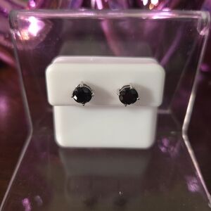 NWT 925 Sterling Silver 6MM 1.56 CTTW Black CZ Onyx Stud Earrings